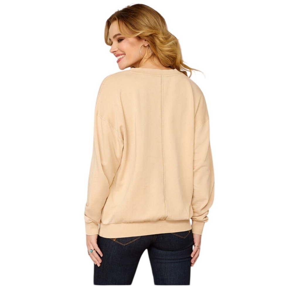 ARIAT WOMENS UNWIND
SWEATSHIRT TANNIN Beige Top sweater sz M - Picture 4 of 13